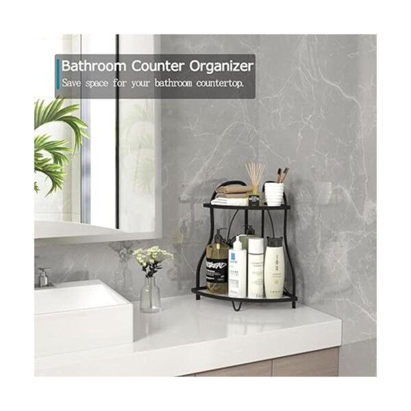 Organizador de fregadero de baño esquinero de 2 niveles
