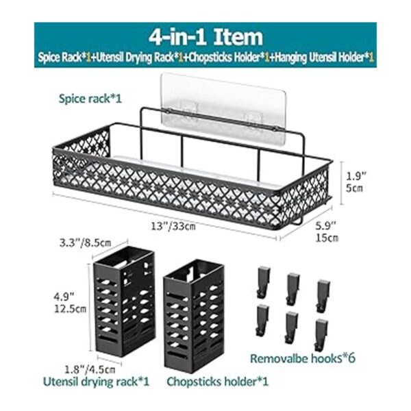 Estante de especias colgante para pared con 2 cestas de