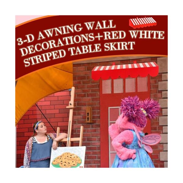 Decoraciones de pared de toldo 3D y faldas de mesa a rayas