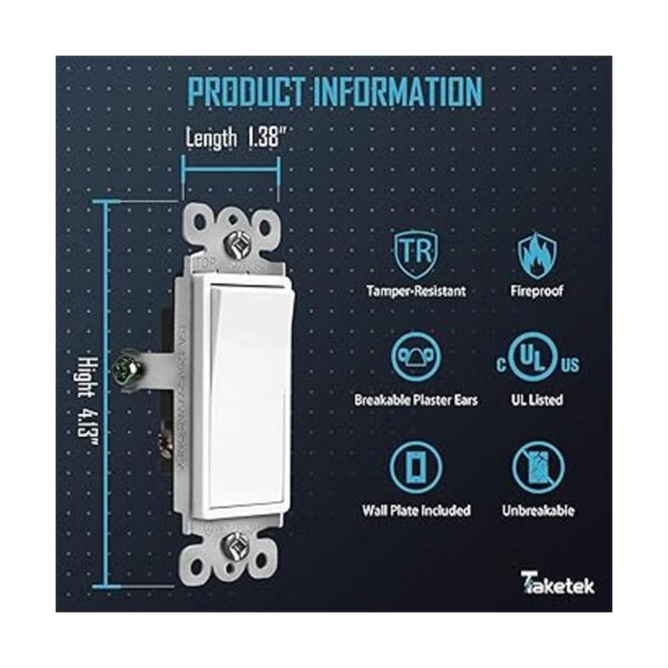 TAKETEK Interruptor decorativo de 3 vías con placa de_2