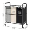Tajsoon Carrito clasificador de ropa sucia de 3 bolsas