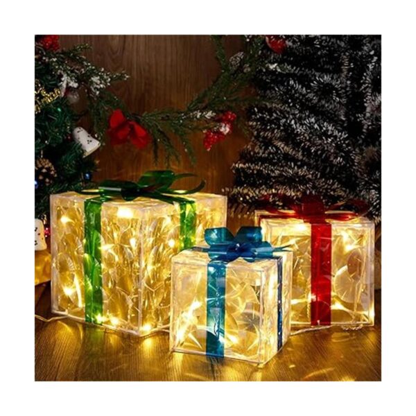 GUOOU Juego de 3 cajas de regalo iluminadas decoraciones_5