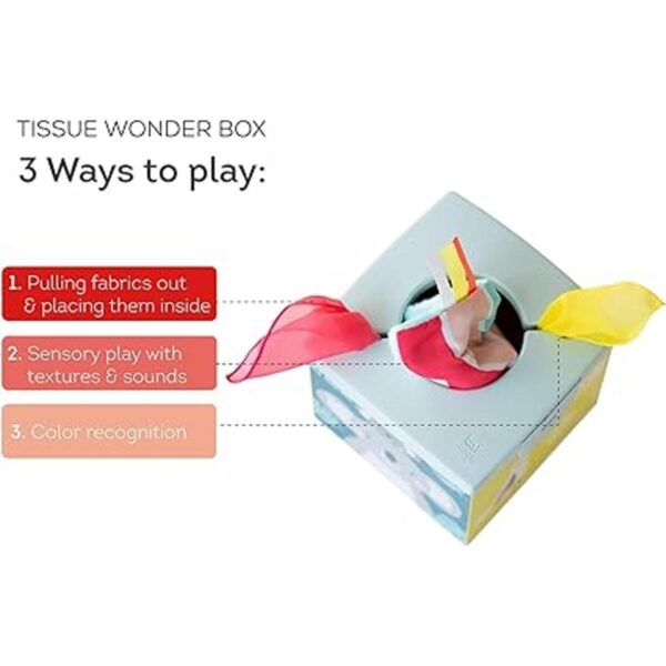 Taf Toys Caja de pañuelos sensoriales arrugados para niños_5