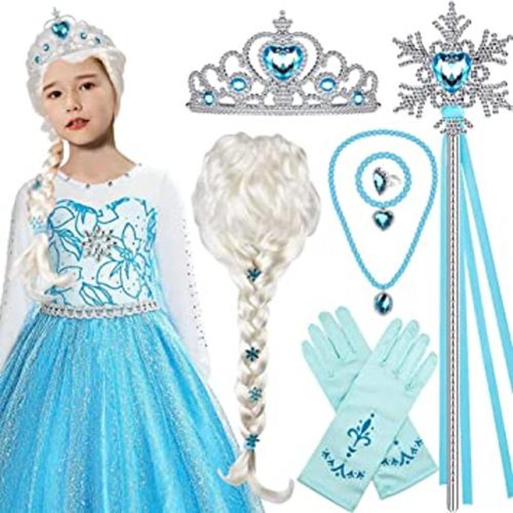 Tacobear Elsa Peluca de Elsa de Frozen con tiara de