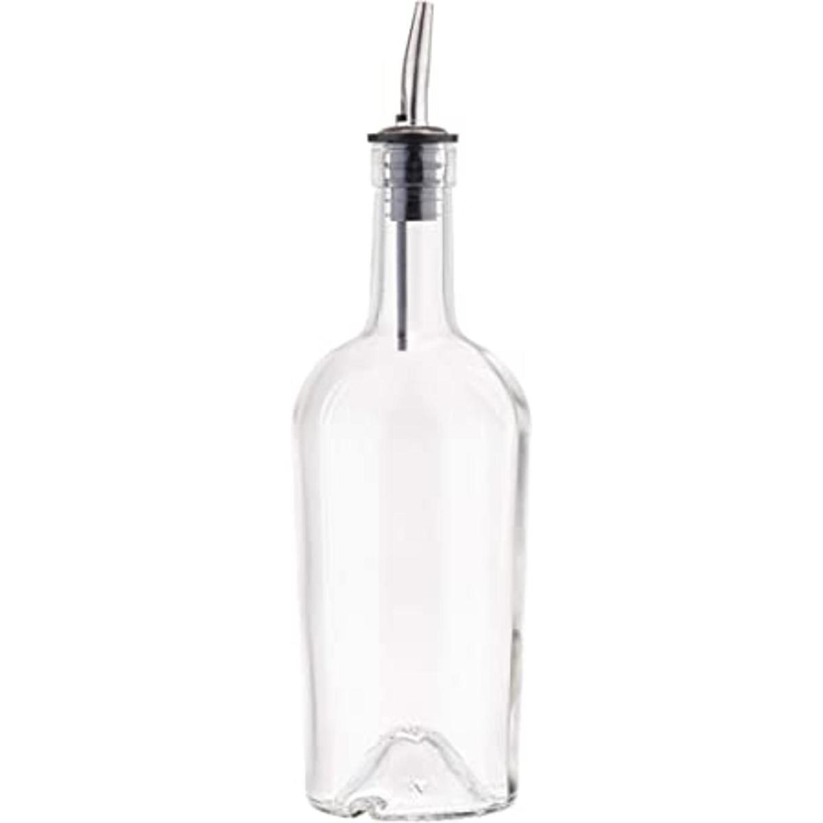 Botella de jarabe de vidrio con vertedor de acero