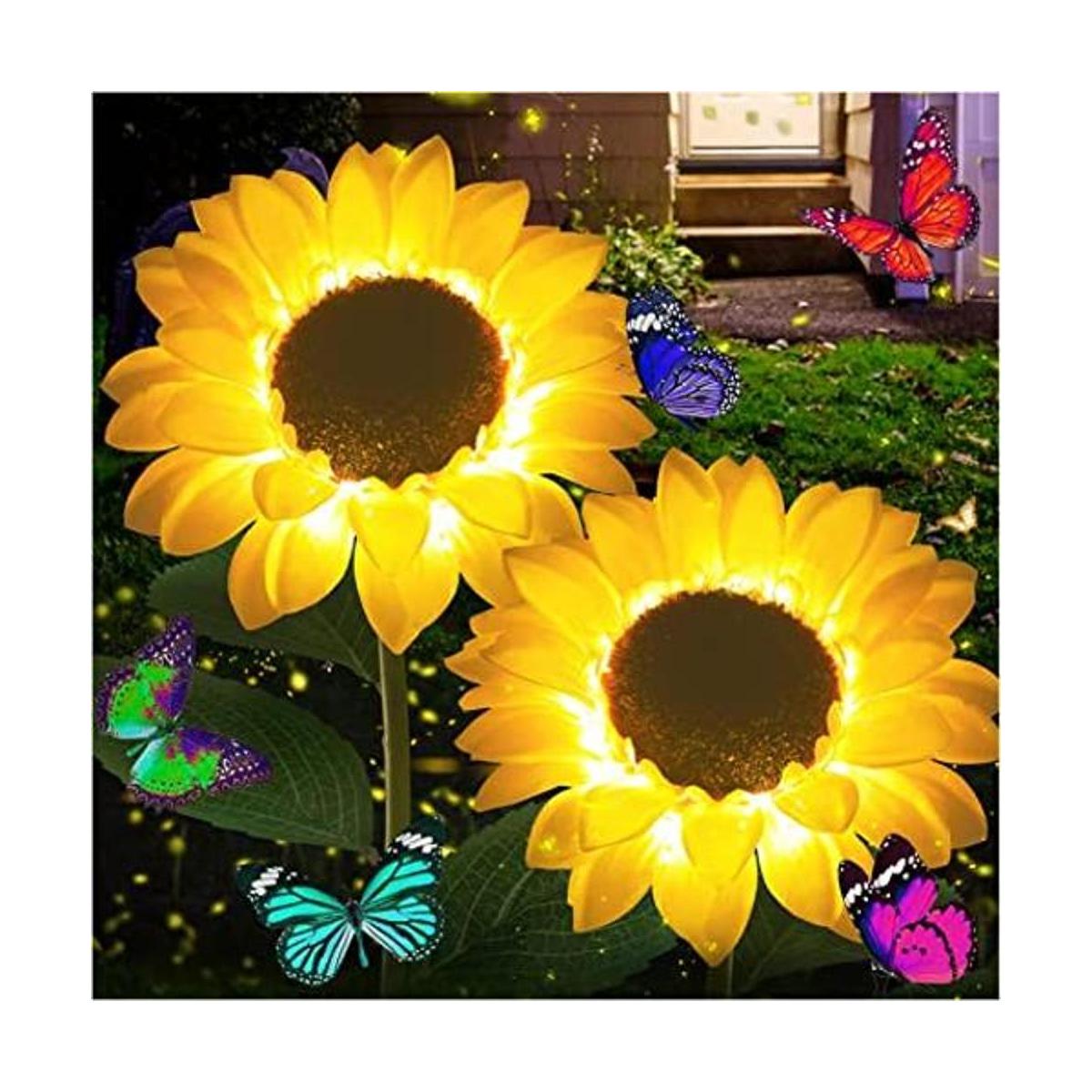 TYNLED Luces solares de jardín de girasol paquete de 2