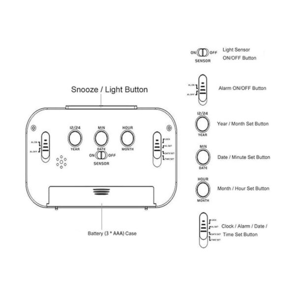 TXY LED digital despertador retroiluminación Snooze