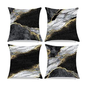 Fundas de almohada de mármol negro y dorado 18 x 18_1