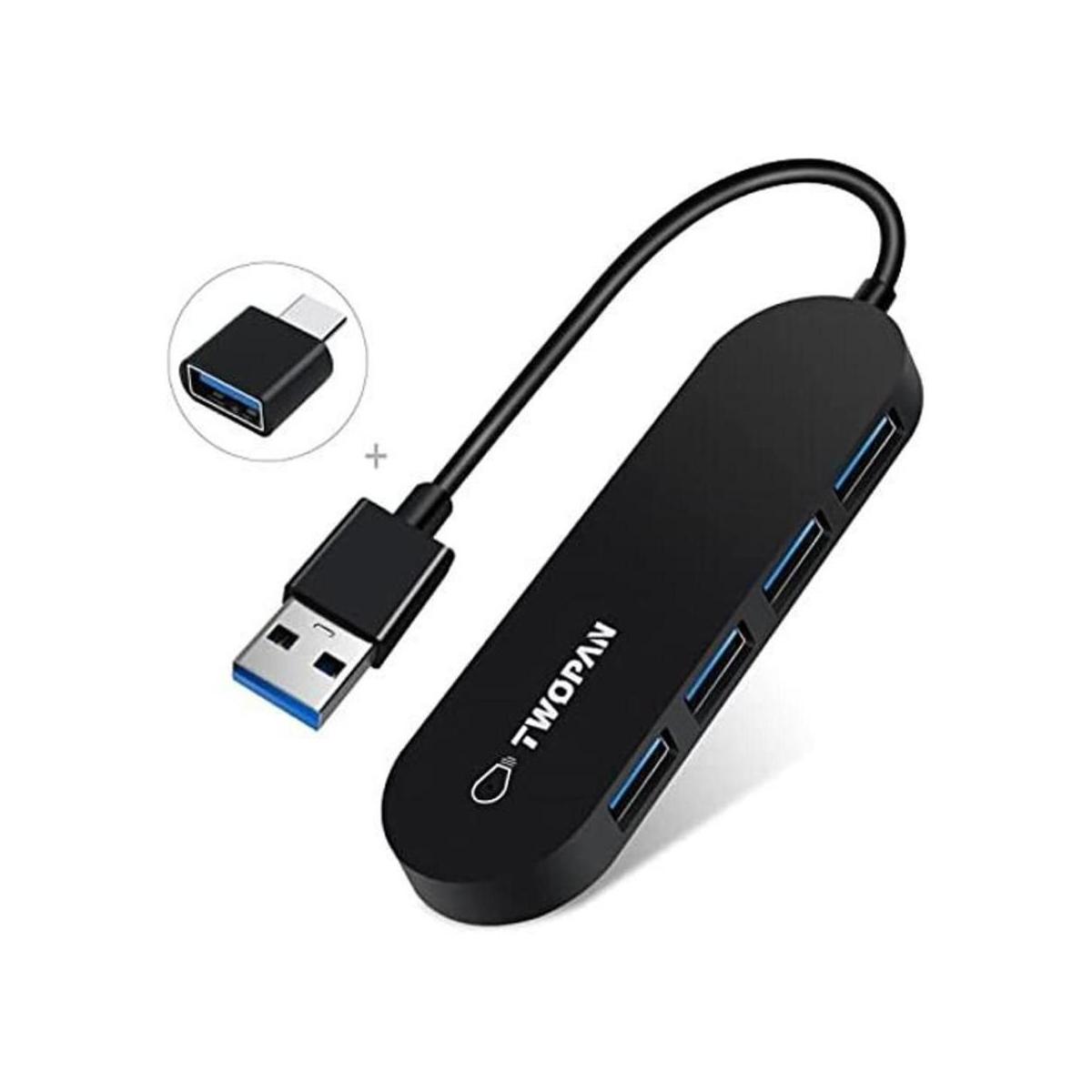 TWOPAN Adaptador USB 3.0 de 4 puertos divisor USB ultra