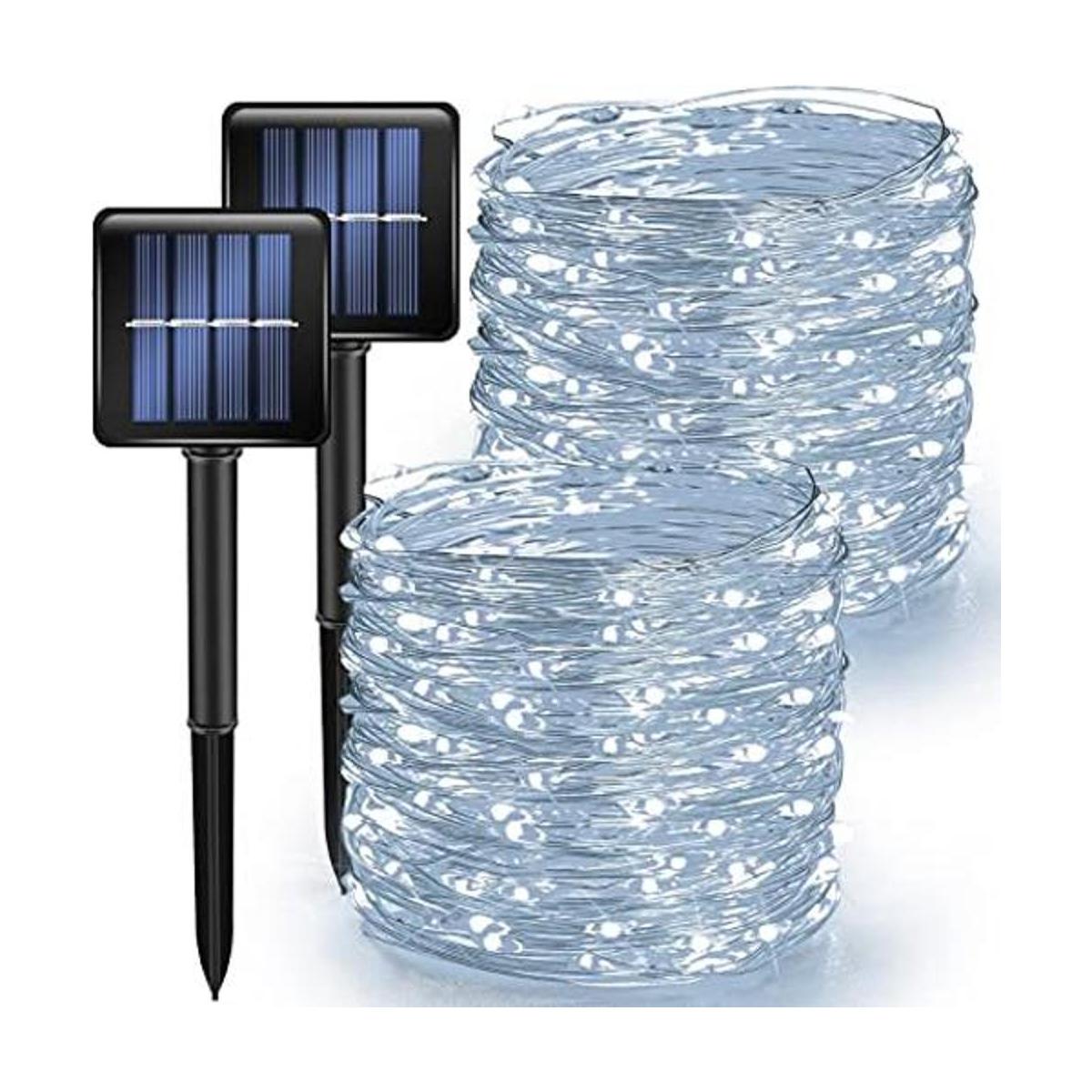 Guirnalda de luces solares blancas de Navidad para