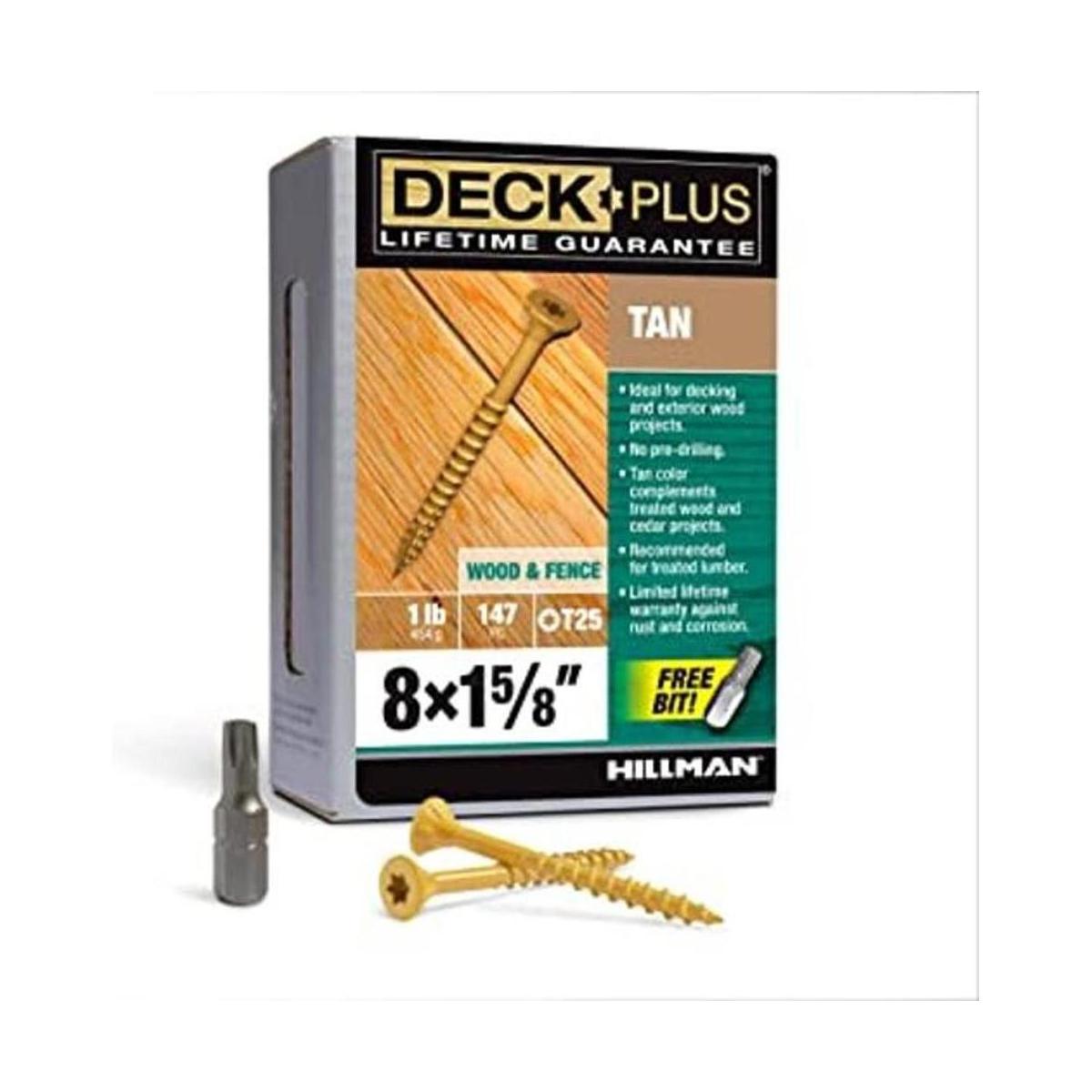 Deck Plus 48411 Tornillos de madera 8 x 158 pulgadas