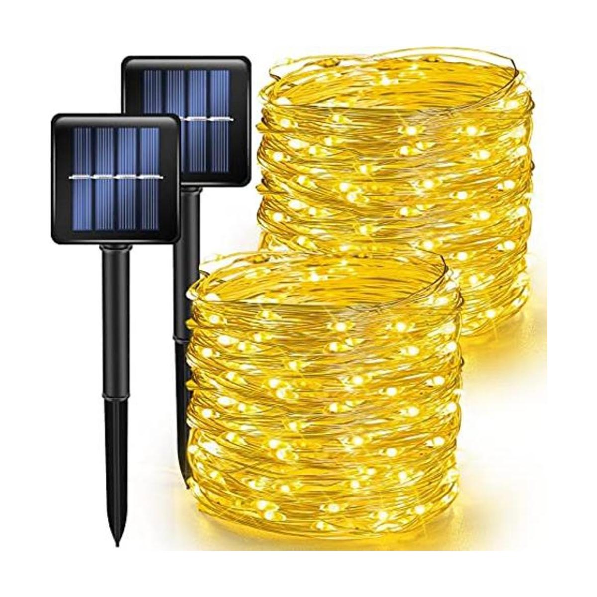 Cadena de luces solares de Navidad blancas cálidas para