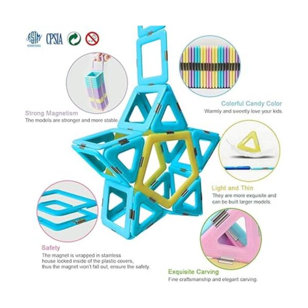MAGBLOCK Juego de 52 juguetes magnéticos con imán 3D para_3