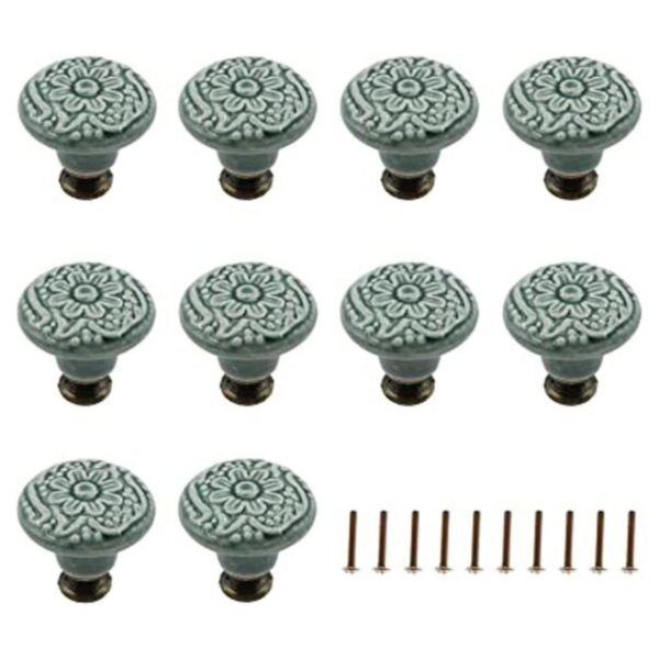 TTZEZE Juego de 10 pomos de cerámica decorativos con
