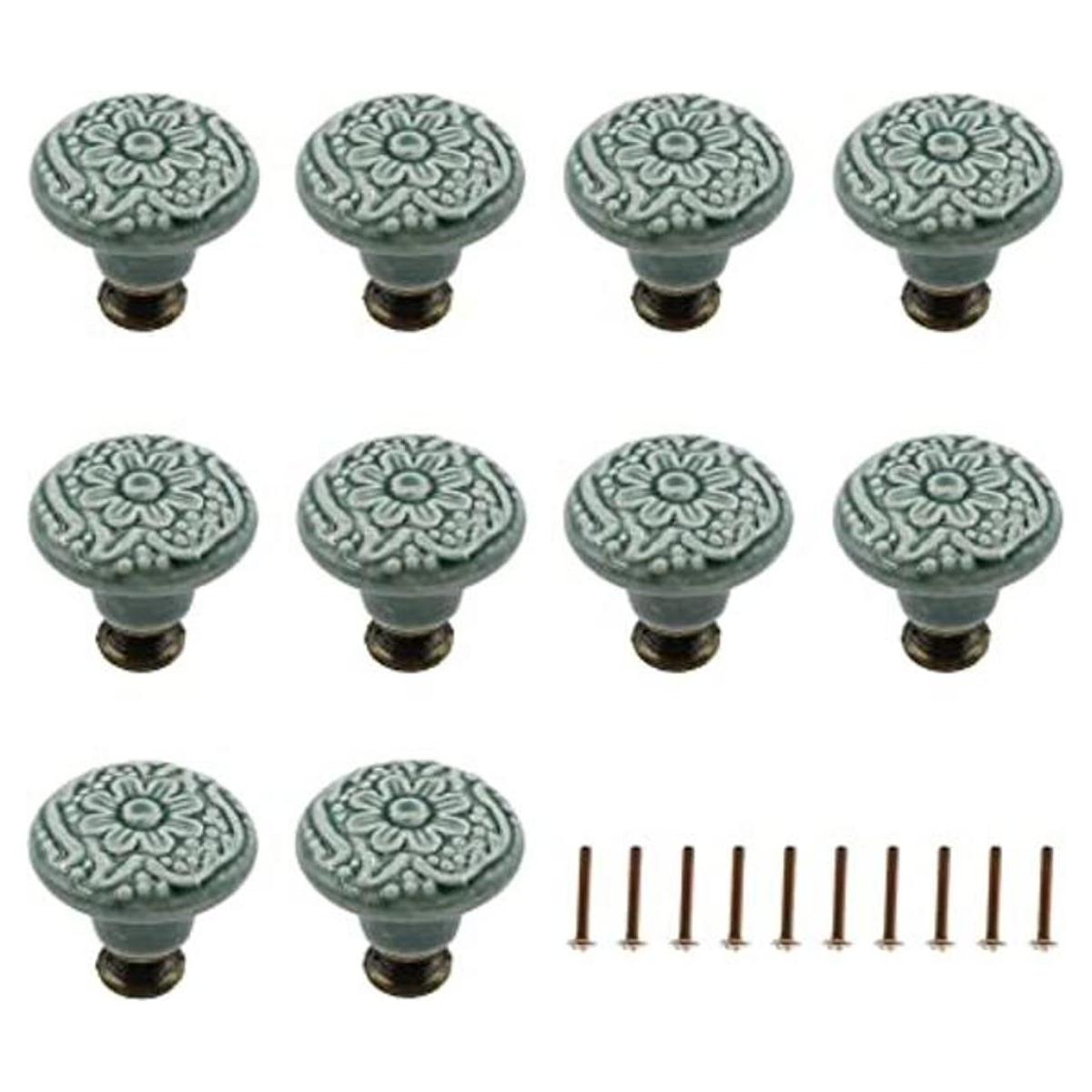 TTZEZE Juego de 10 pomos de cerámica decorativos con