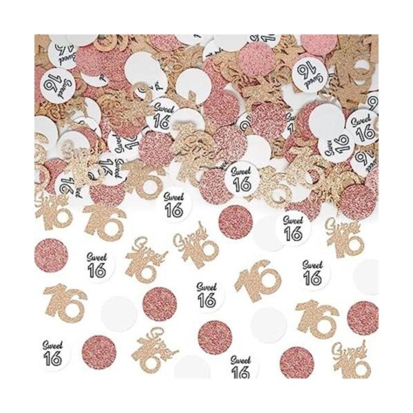 Sweet 16 confeti confeti de mesa de oro rosa confeti de_1