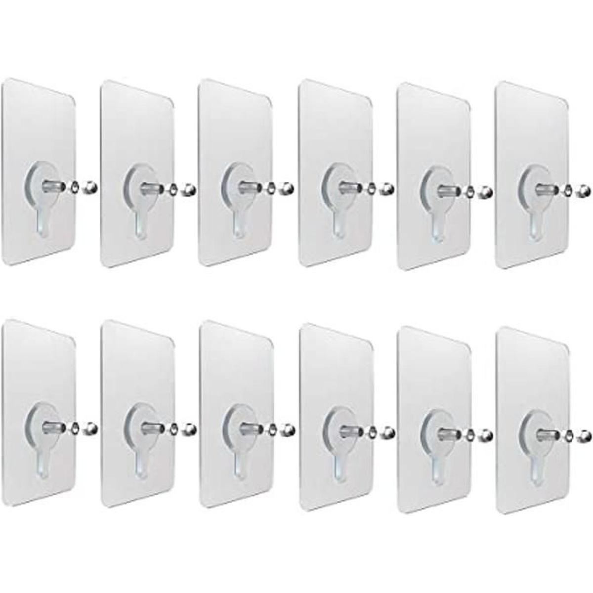Juego de 12 ganchos de pared adhesivos de PVC resistentes