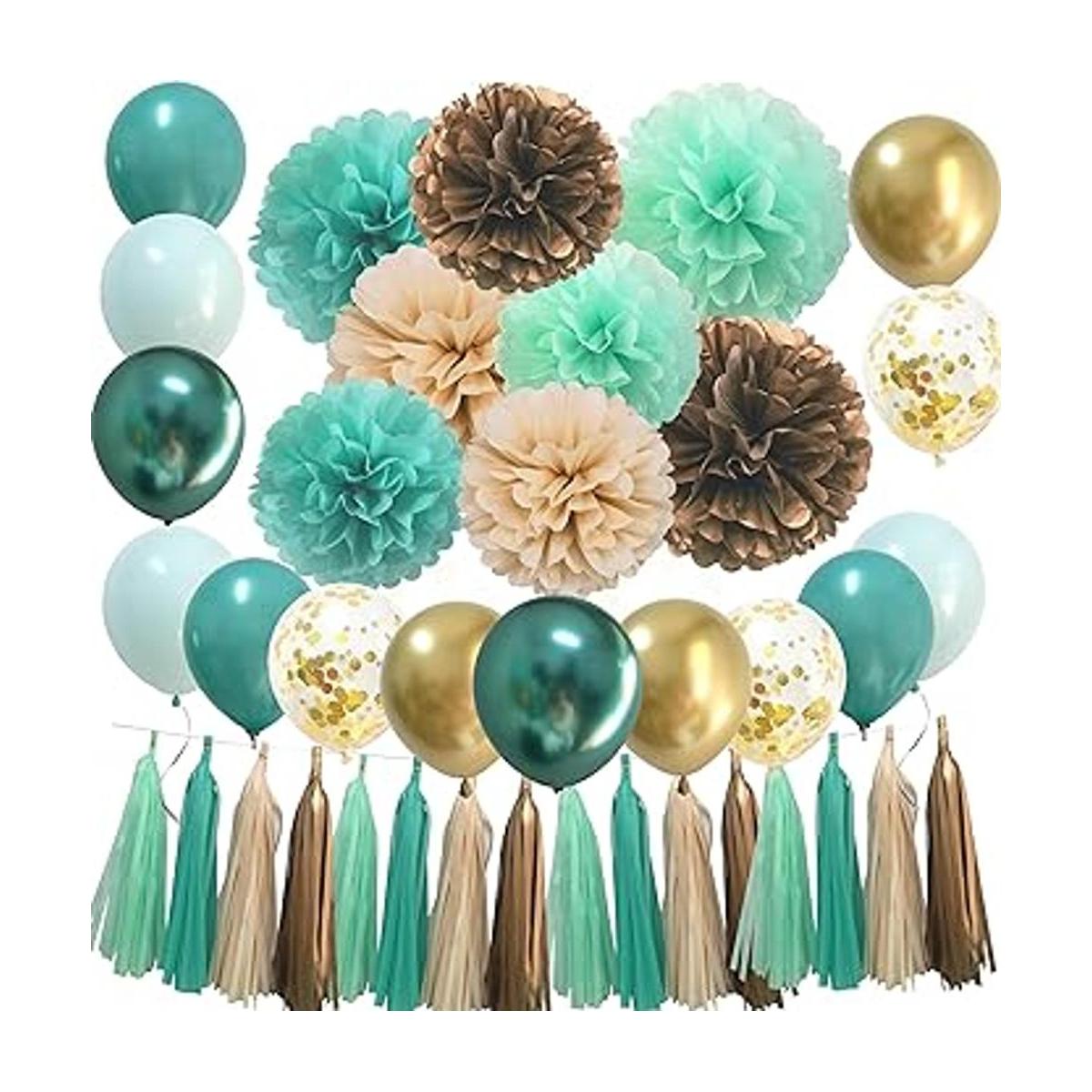 Decoraciones de fiesta verde menta suministros de fiesta