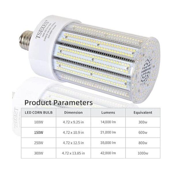 Bombilla LED de maíz de 150 W bombilla LED de base E39