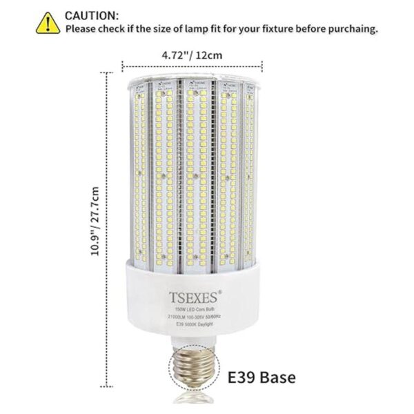 Bombilla LED de maíz de 150 W bombilla LED de base E39