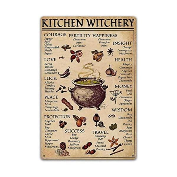 Póster de bruja de cocina letrero de lata vintage de_1