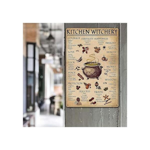 Póster de bruja de cocina letrero de lata vintage de_2
