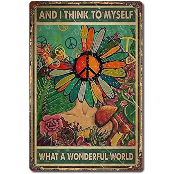 Cartel hippie de la paz con diseño de girasol para niña y_1