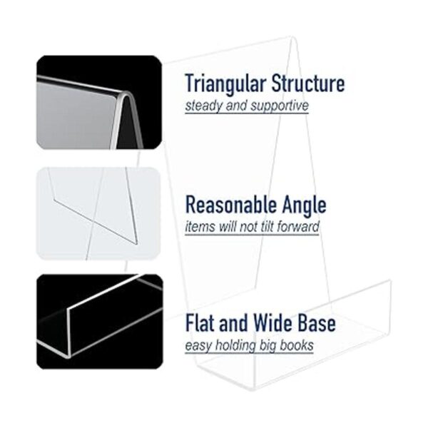 Soporte de acrílico transparente para libros con repisa de_3