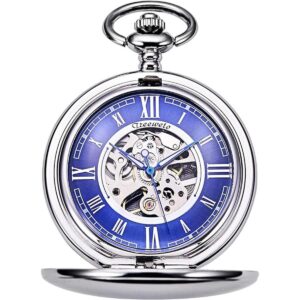 TREEWETO Reloj de bolsillo liso doble serie esqueleto_1