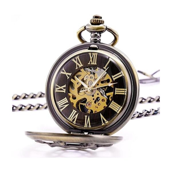TREEWETO Reloj de bolsillo con doble cubierta de bronce_2