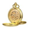 Treeweto Reloj de bolsillo Esqueleto Mano viento Mecánico_1