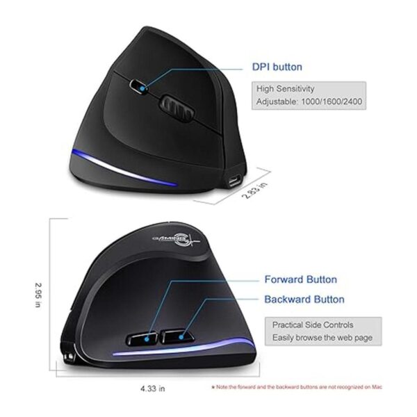 TRELC Mouse ergonómico mouse óptico vertical inalámbrico_4