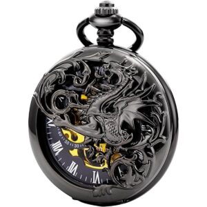TREEWETO Reloj de bolsillo mecánico antiguo Lucky Dragon_1