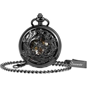 TREEWETO Reloj de bolsillo mecánico de esqueleto para_1