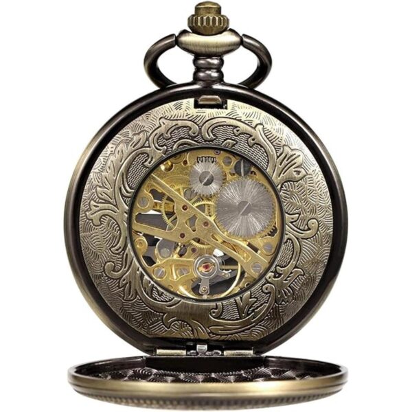 TREEWETO Reloj de bolsillo mecánico con alas de águila_2