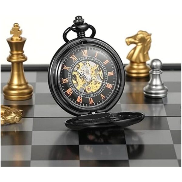 TREEWETO Reloj de bolsillo mecánico de esqueleto para_2