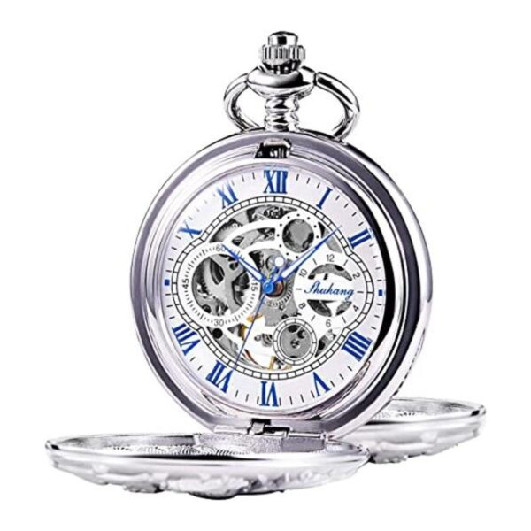 Treeweto Reloj de bolsillo mecánico diseño de dragón con_1