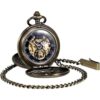 TREEWETO Reloj de bolsillo mecánico con alas de águila_4