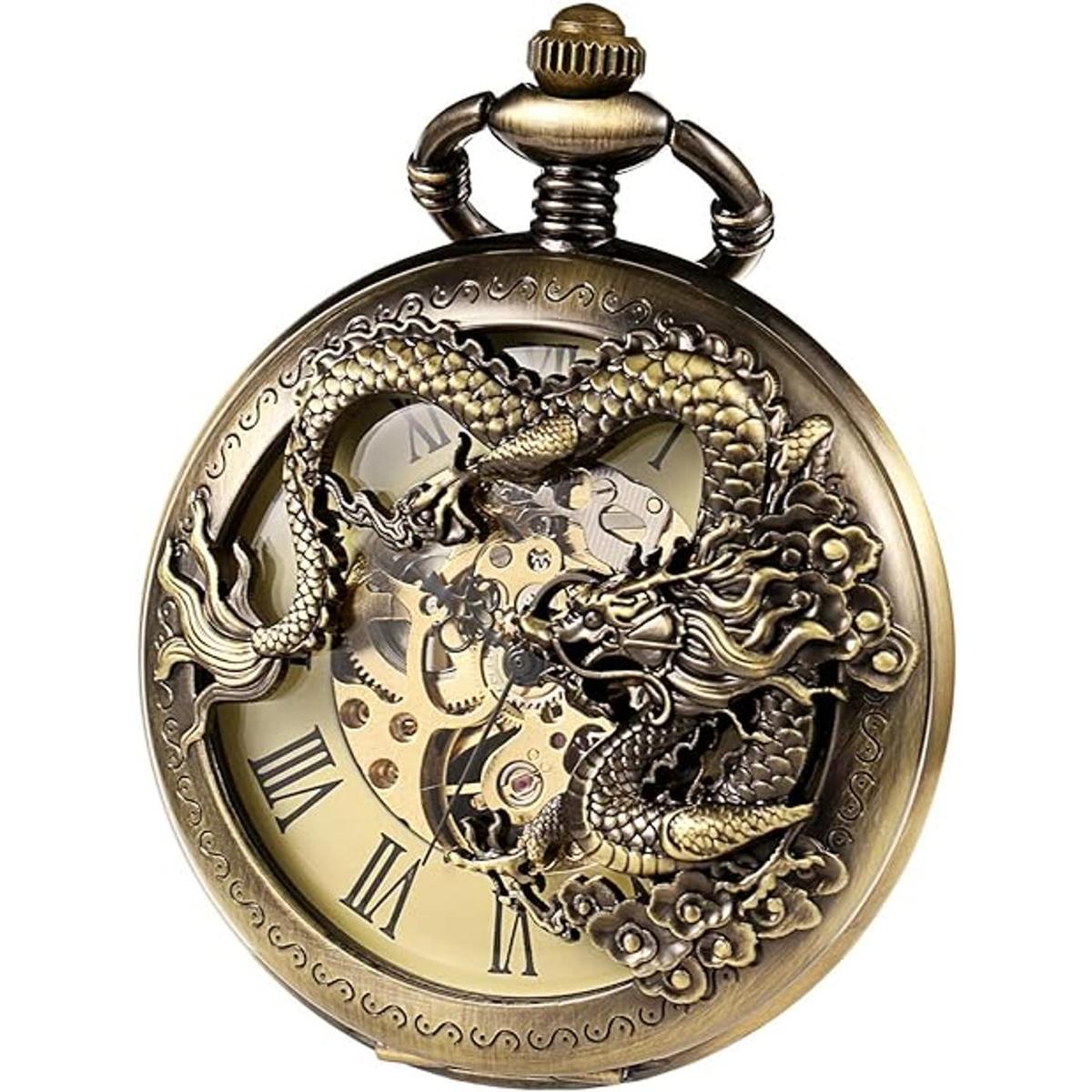 Treeweto Reloj de bolsillo mecánico para hombre con
