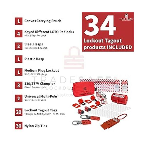 TRADESAFE Kit de etiquetado de bloqueo eléctrico_2