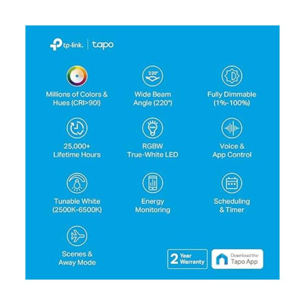TPLink Tapo Bombillas inteligentes RGBW de 16 M colores