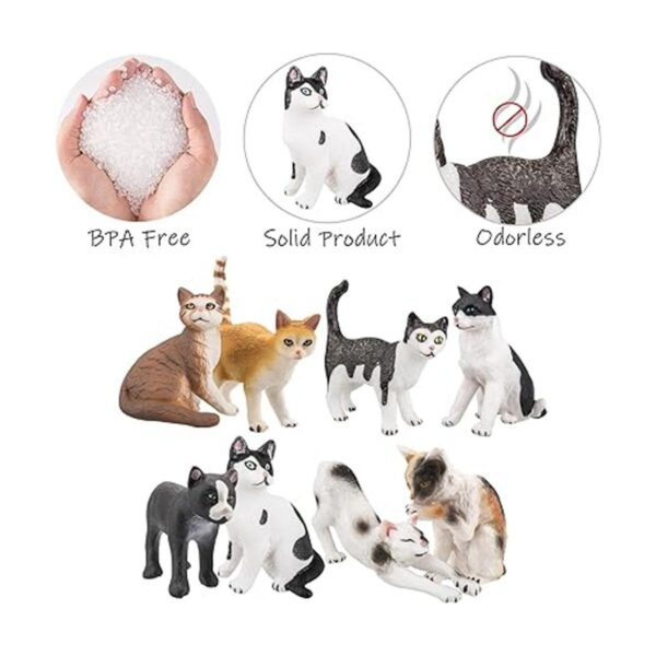 TOYMANY Juego de 8 figuras de gato realistas figuras_6