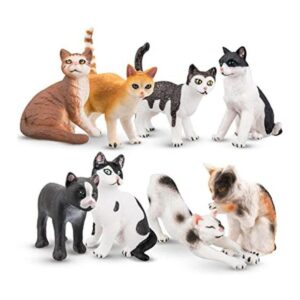 TOYMANY Juego de 8 figuras de gato realistas figuras_1