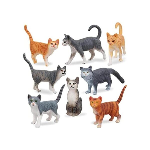 TOYMANY Juego de 8 figuras de gato grises y naranjas_1