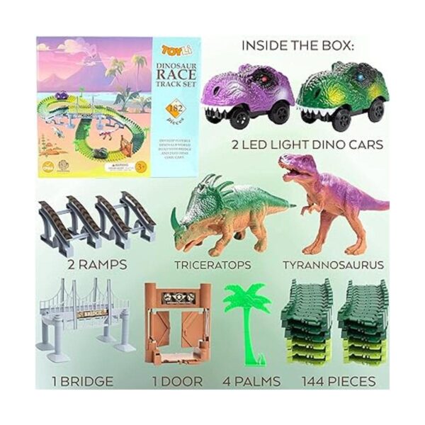 TOYLI Juego de 182 piezas de pistas de dinosaurios pista_2
