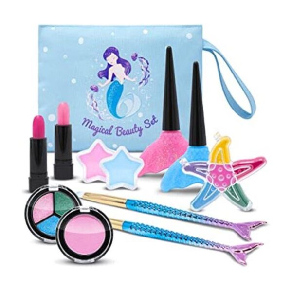 TOYLI Juego de maquillaje lavable de sirena para niños