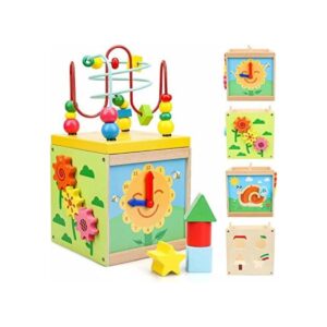 TOY Life Cubo de actividades de madera para bebés de 1 a 3_1