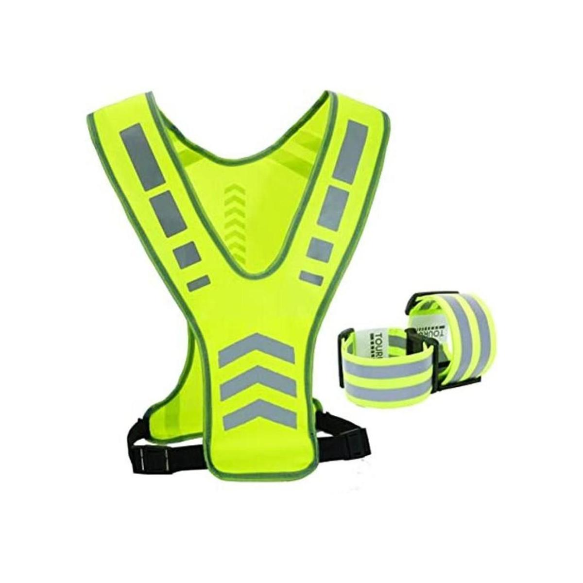 TOURUN Chaleco reflectante para correr con bolsillo para