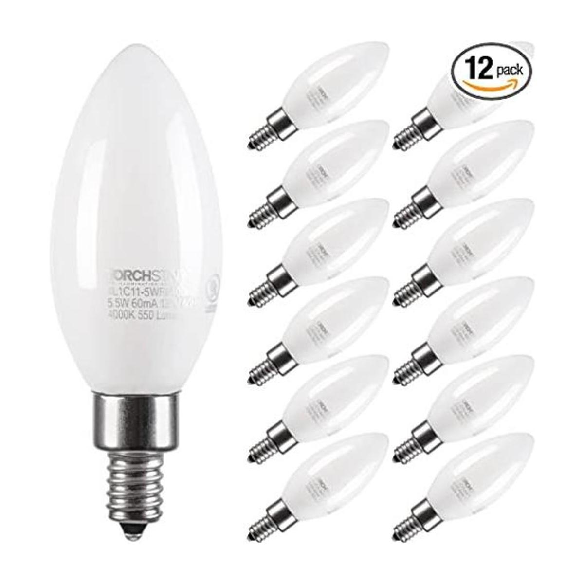 TORCHSTAR Paquete de 12 bombillas LED E12 regulables con