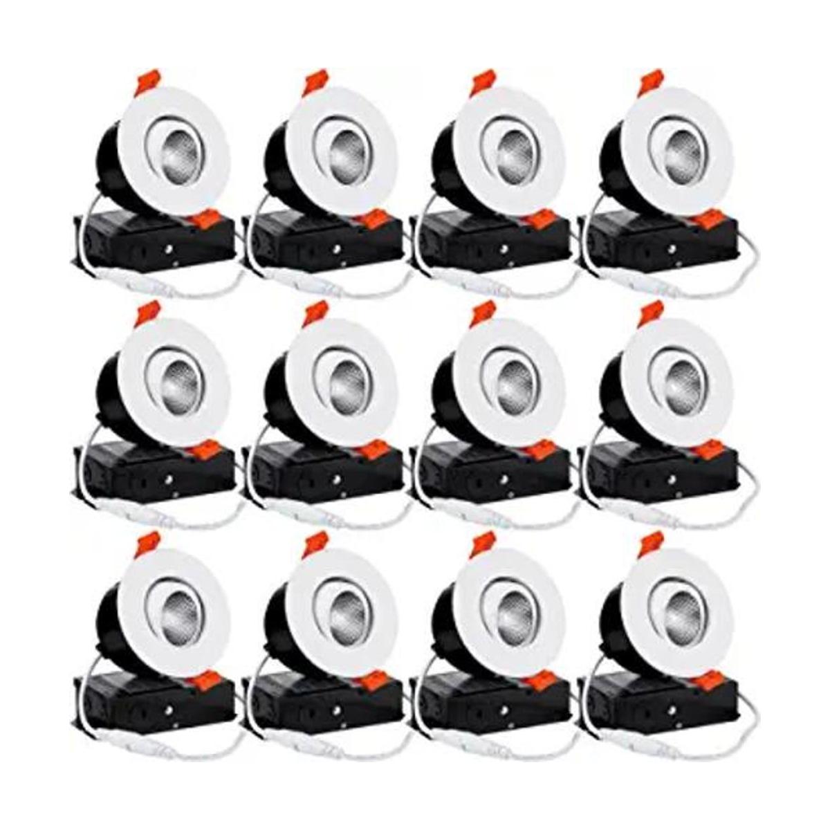 TORCHSTAR Paquete de 12 luces LED empotrables de cardán de